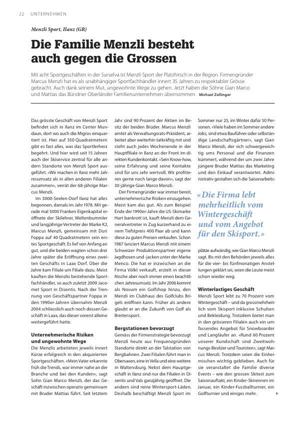 Die Familie Menzli besteht auch gegen die Grossen Schweizerischer