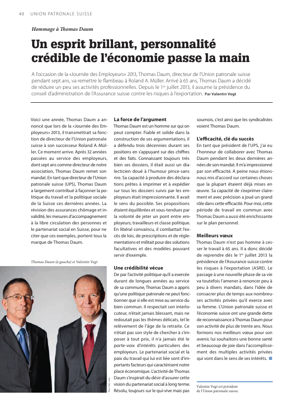 Un esprit brillant, personnalité crédible de l'économie passe la main